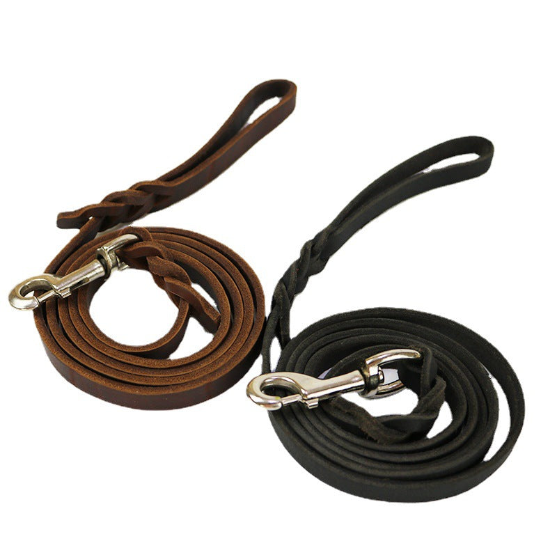 Pet Cowhide Dog Hand Holding Rope Thickened Medium Large Dog Walking Cowhide Strip Golden RetrieverGerman Shepherd