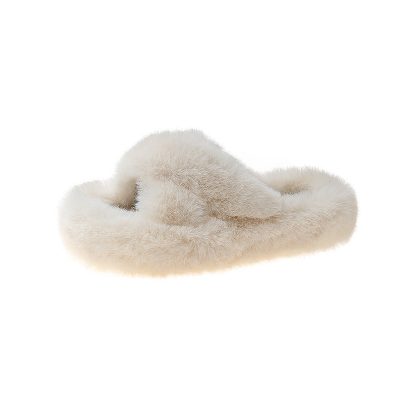 Men's And Women's Fashion Thick Bottom One Word Plush Slippers