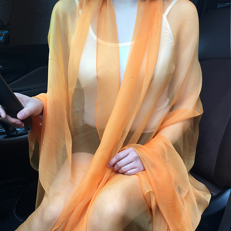 Thin Versatile Solid Color Beach Towel Chiffon Sunscreen Shawl Scarf