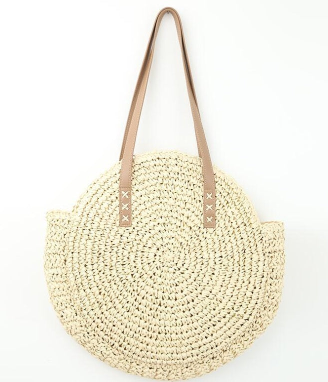 Round straw bag shoulder