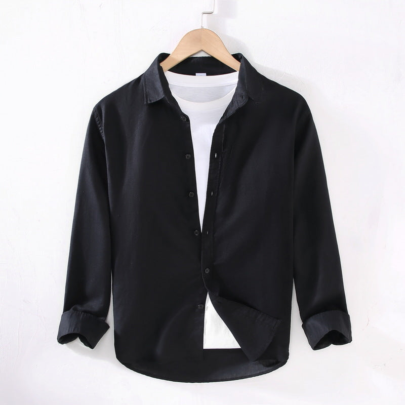 Spring And Summer New Long Sleeve Men's Cotton And Linen Shirt