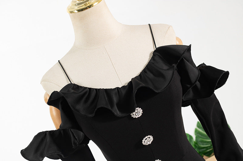 Ruffled shoulder jumpsuit