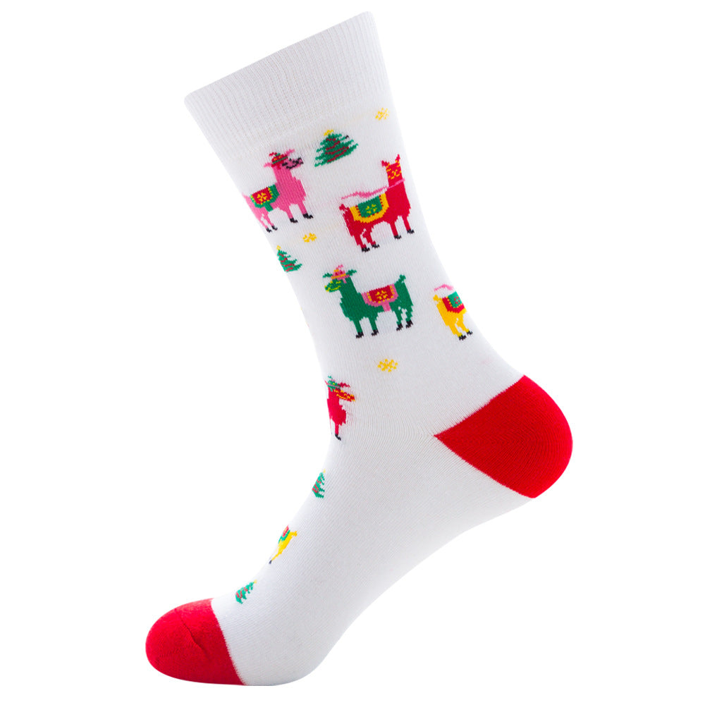 Christmas Tree Snow Elk Gift Cotton Happy Socks
