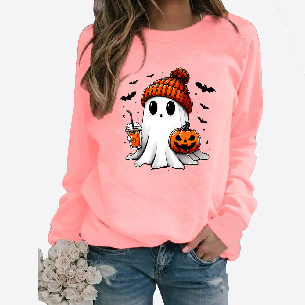 Halloween Rundhals Print Langærmet Sweater