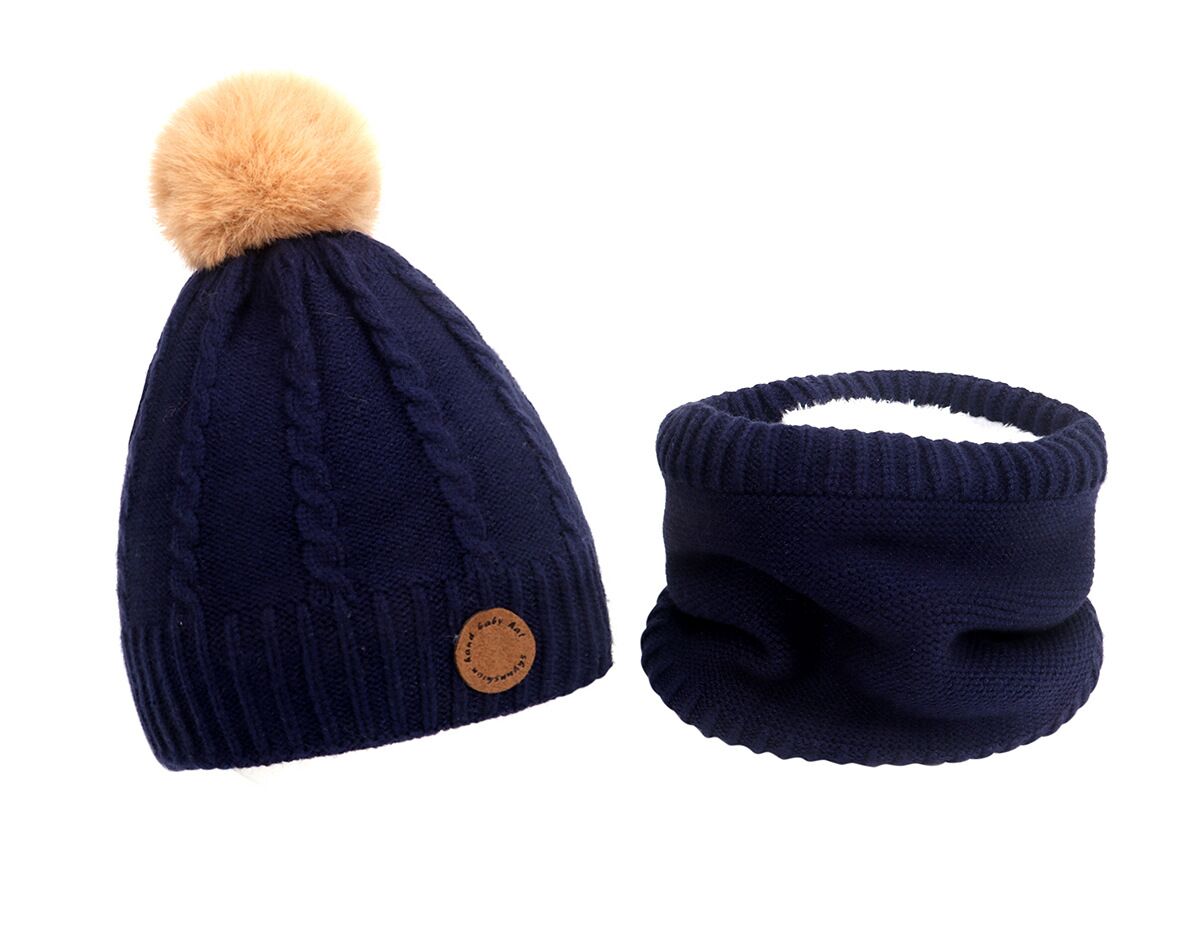 Children's Knitted Hat And Scarf Two-piece Autumn And Winter Fleece