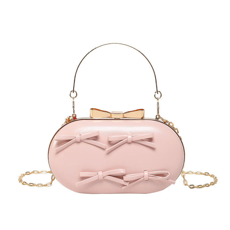 Mini Heart-Shape Plaid Clutch Women's Chain Shoulder Crossbody Bag