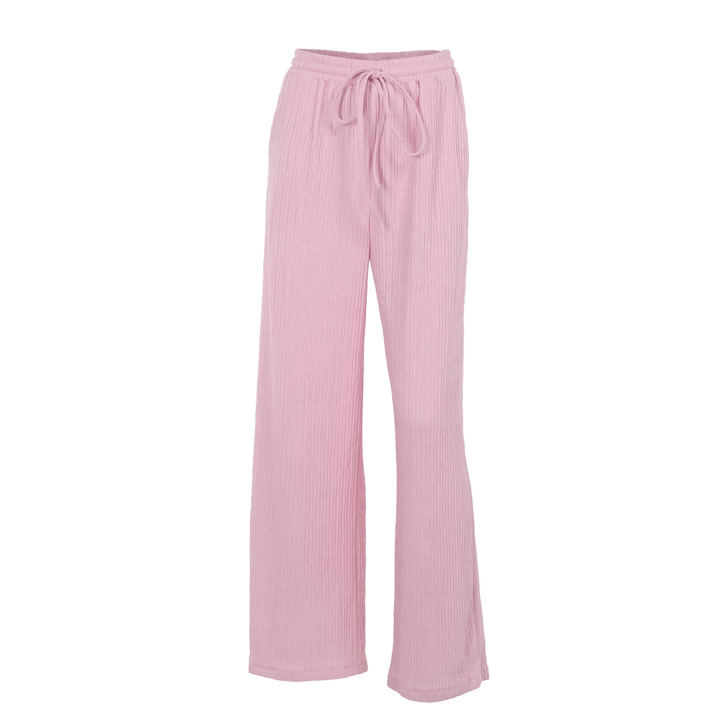 Simple Style Casual All-matching Drawstring Lace-up Small Wrinkle Trousers For Women