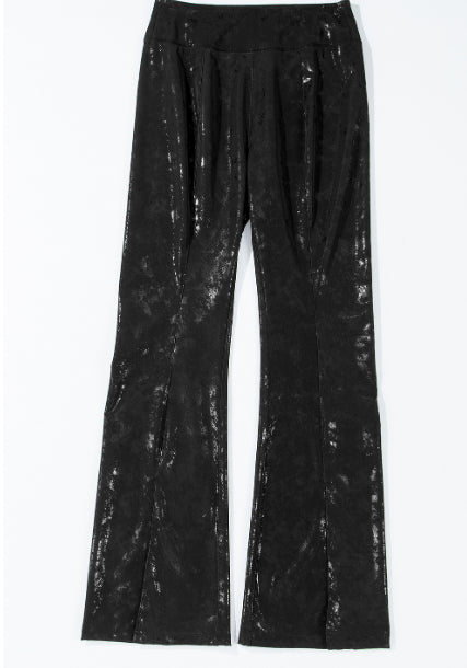 Black Faux Leather Splits High Waist Leggings