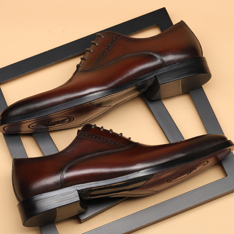 Business Men's Shoes Bullock Pointed Cattle Shoes