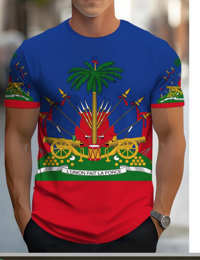Kortærmet T-shirt til mænd i afslappet high-end stil