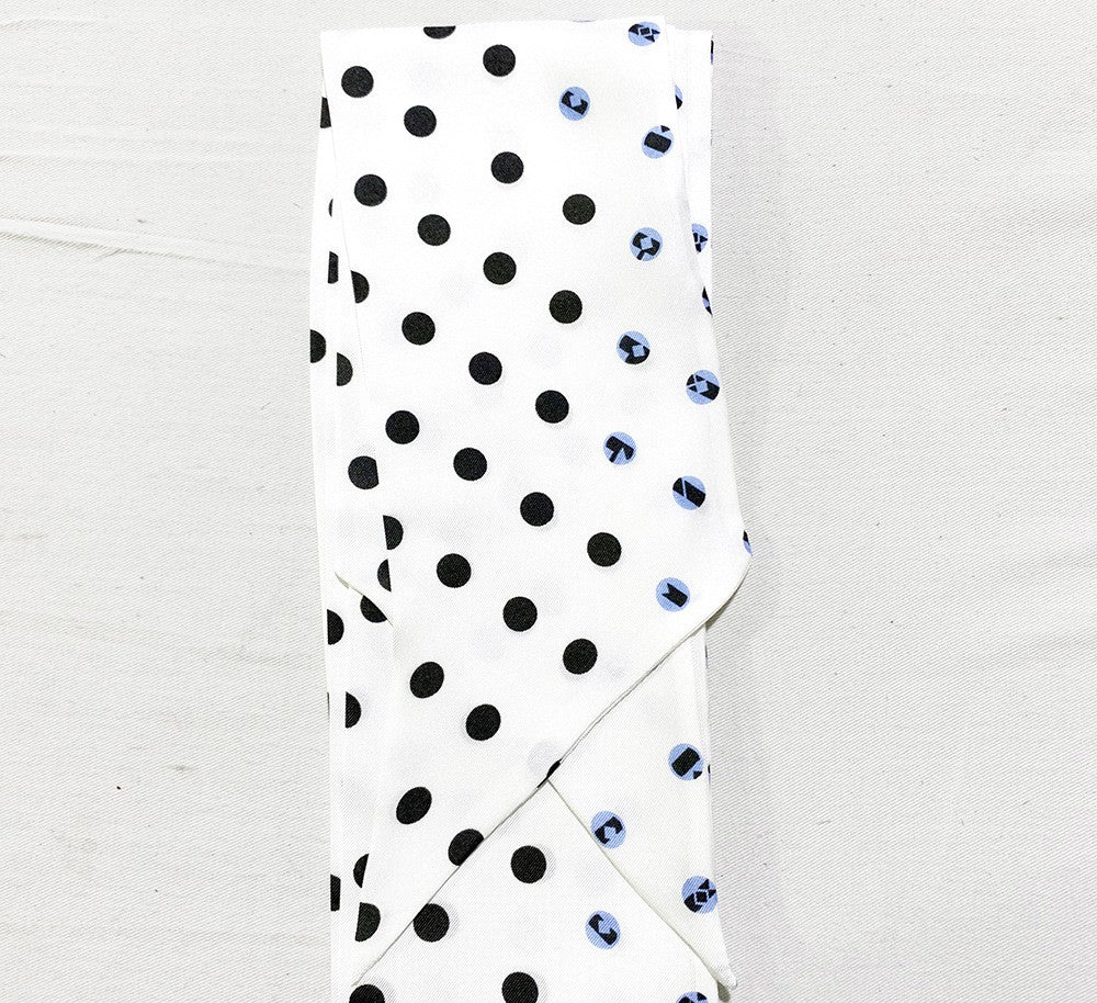 Polka dot double stitching small long scarf