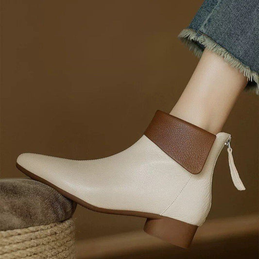 Women's Versatile Single-layer Cotton-lined French-style Martin Boots