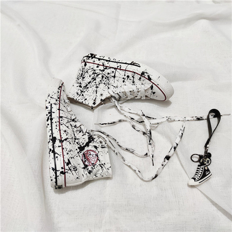 Men's And Women's Hand-painted Trendy Graffiti Canvas Shoes