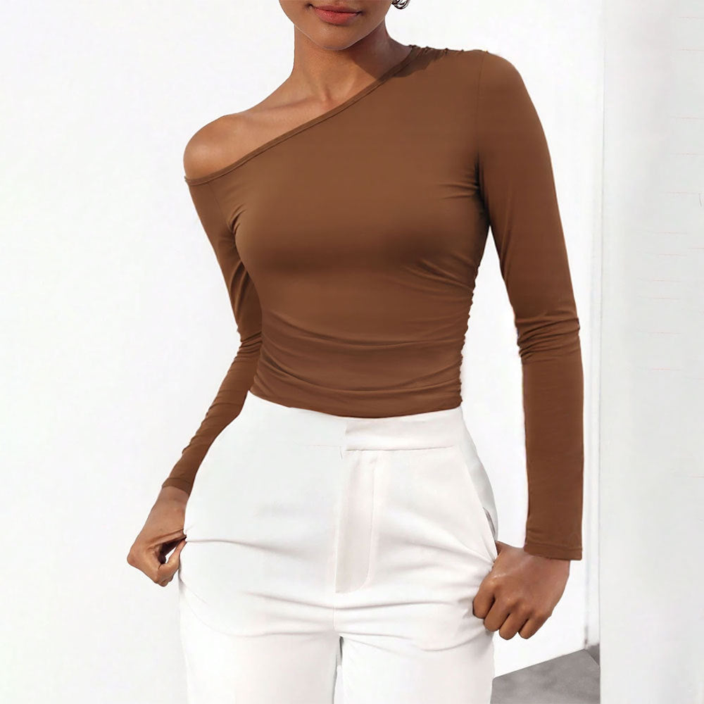 Efterår og vinter ny Y2K slim-fit off-shoulder langærmet buksedragt