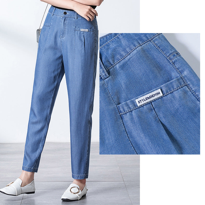 Fashionable casual, thin and medium waist jeans