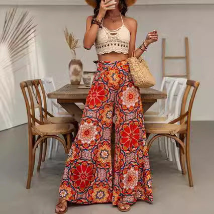 Women's Personalized Printing Bell-bottom Pants