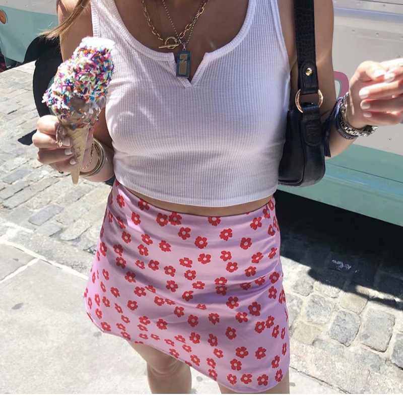 European And American Satin Flowered Skirt