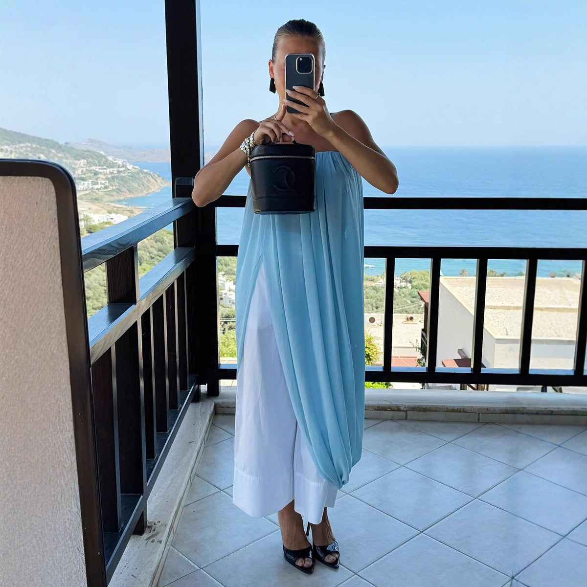 New Stylish Street-Ready Tulip Pleated Draped Split Midi Skirt