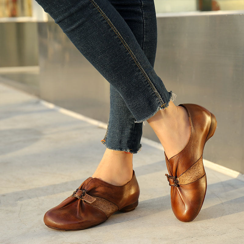 Retro women's shoes low-top round toe single shoes