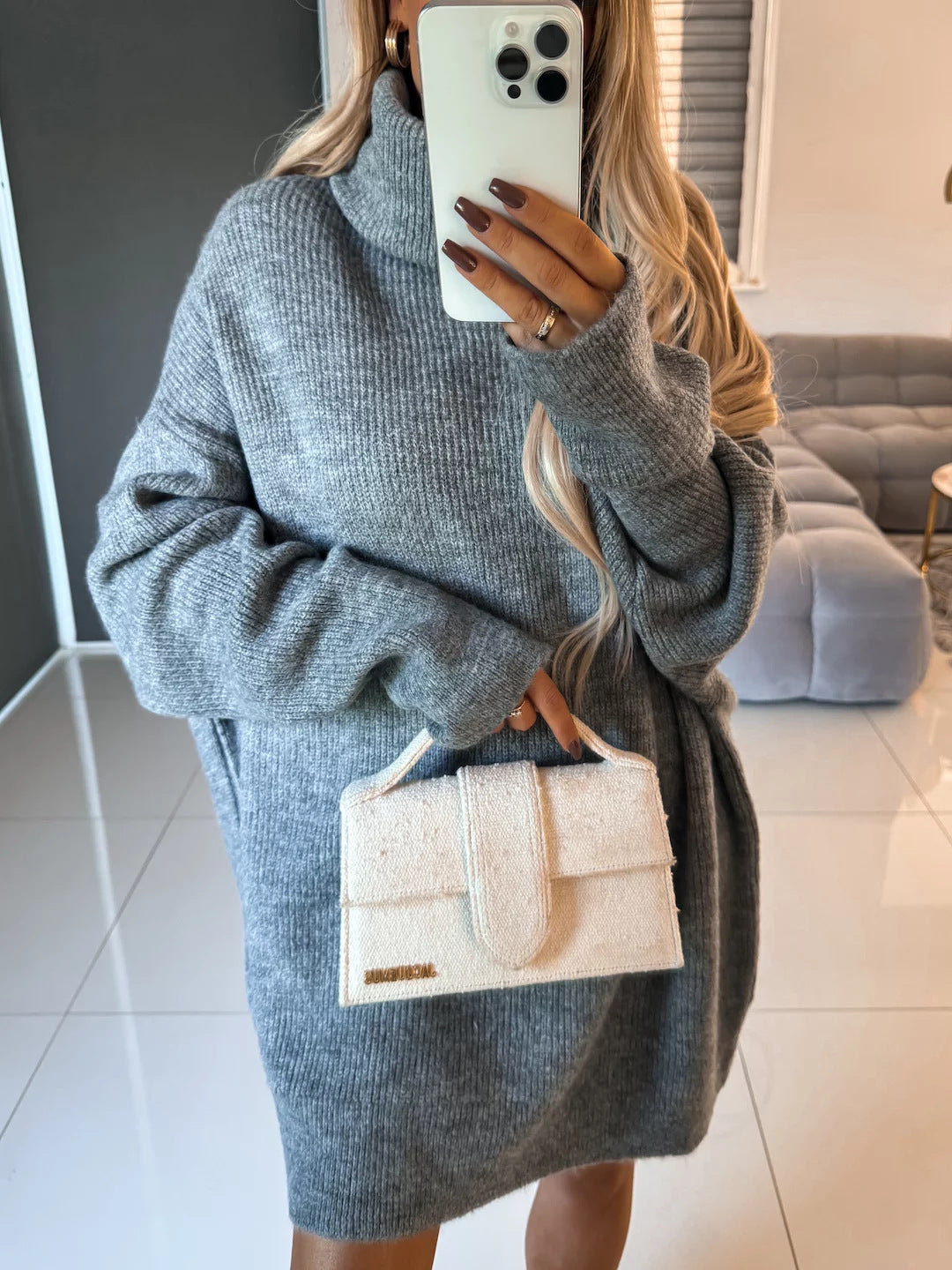 Women's Turtleneck Long Sleeve Knitted Long Sweater
