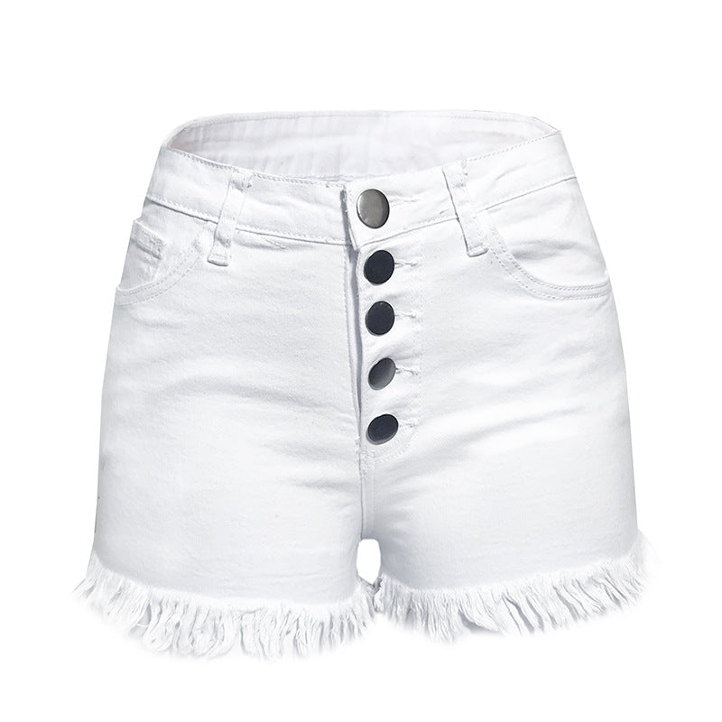 High waist slim stretch denim shorts