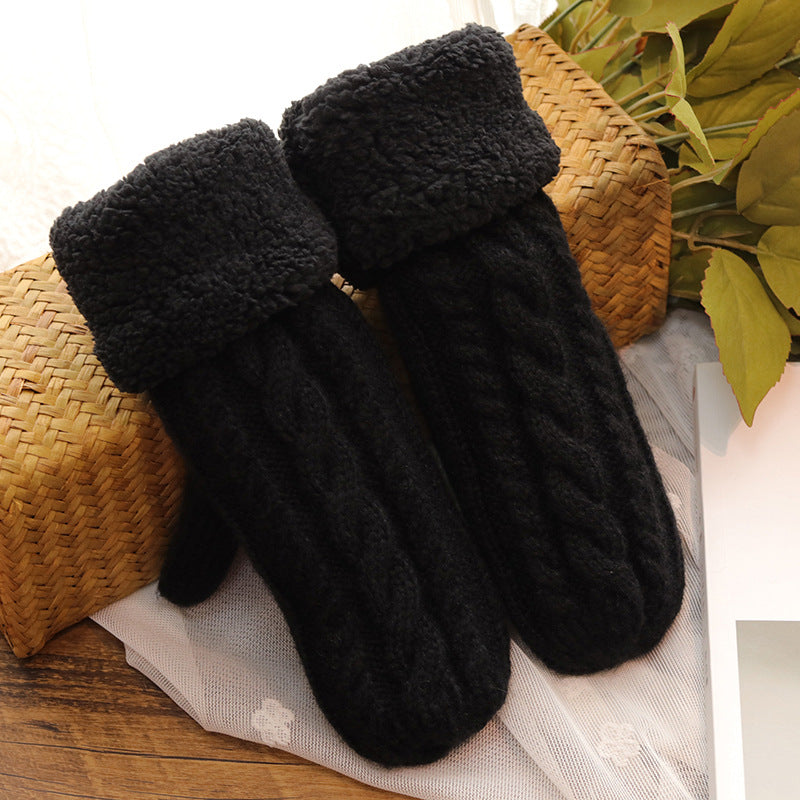 Mohair Twisted And Plush Warm Single Finger Gloves