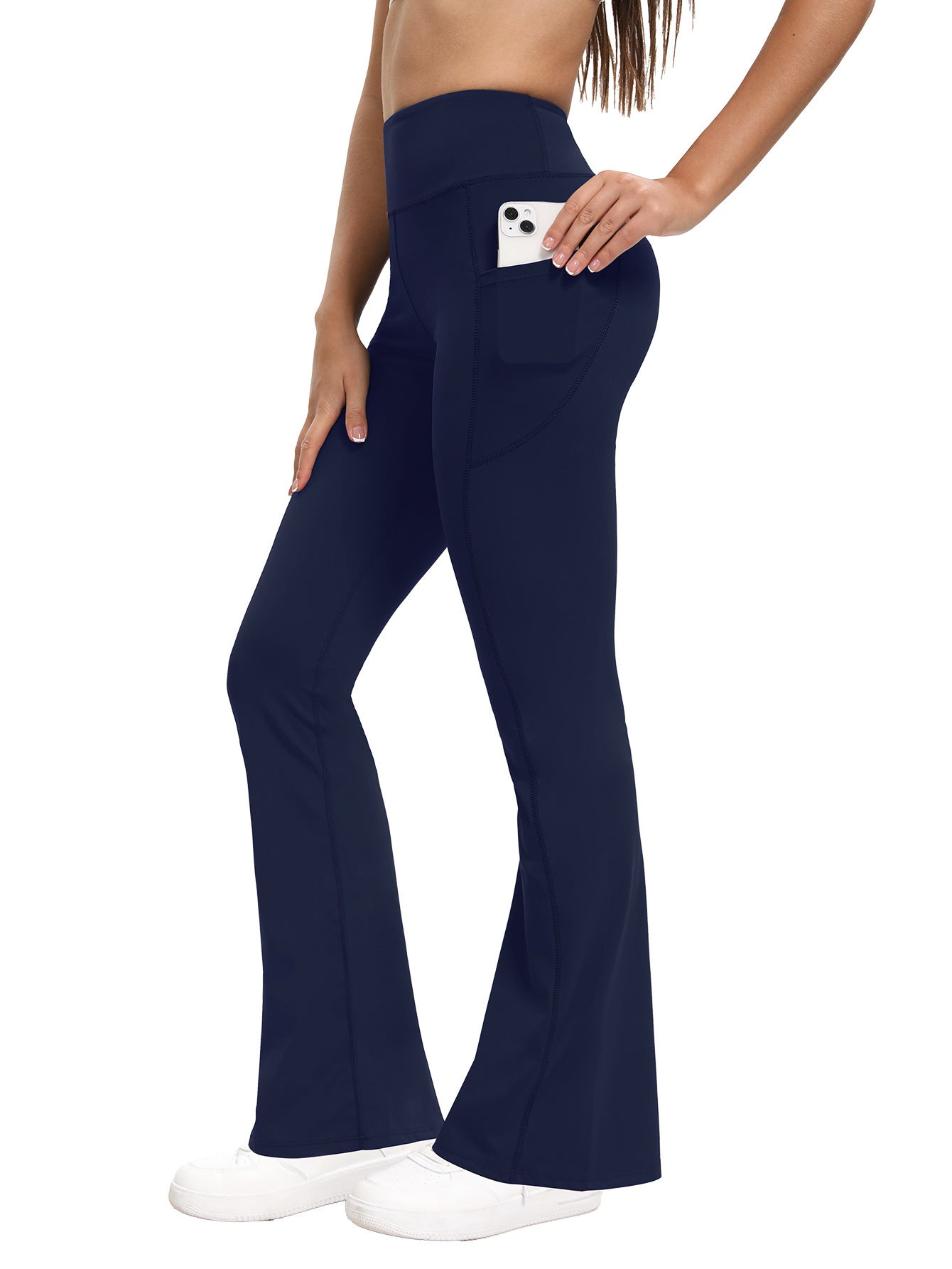 Hip-lifting Flared Yoga Pants With Side Pockets In A Workwear-inspired Style