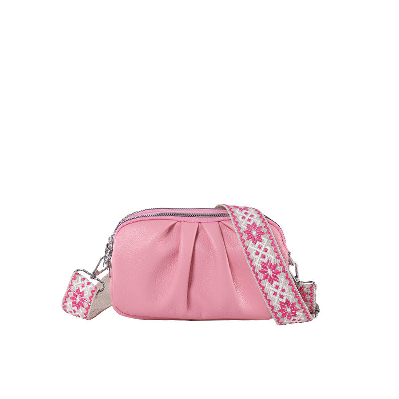 Pure Color All-matching Fashion Pleated Shoulder Niche Korean Casual Messenger Bag