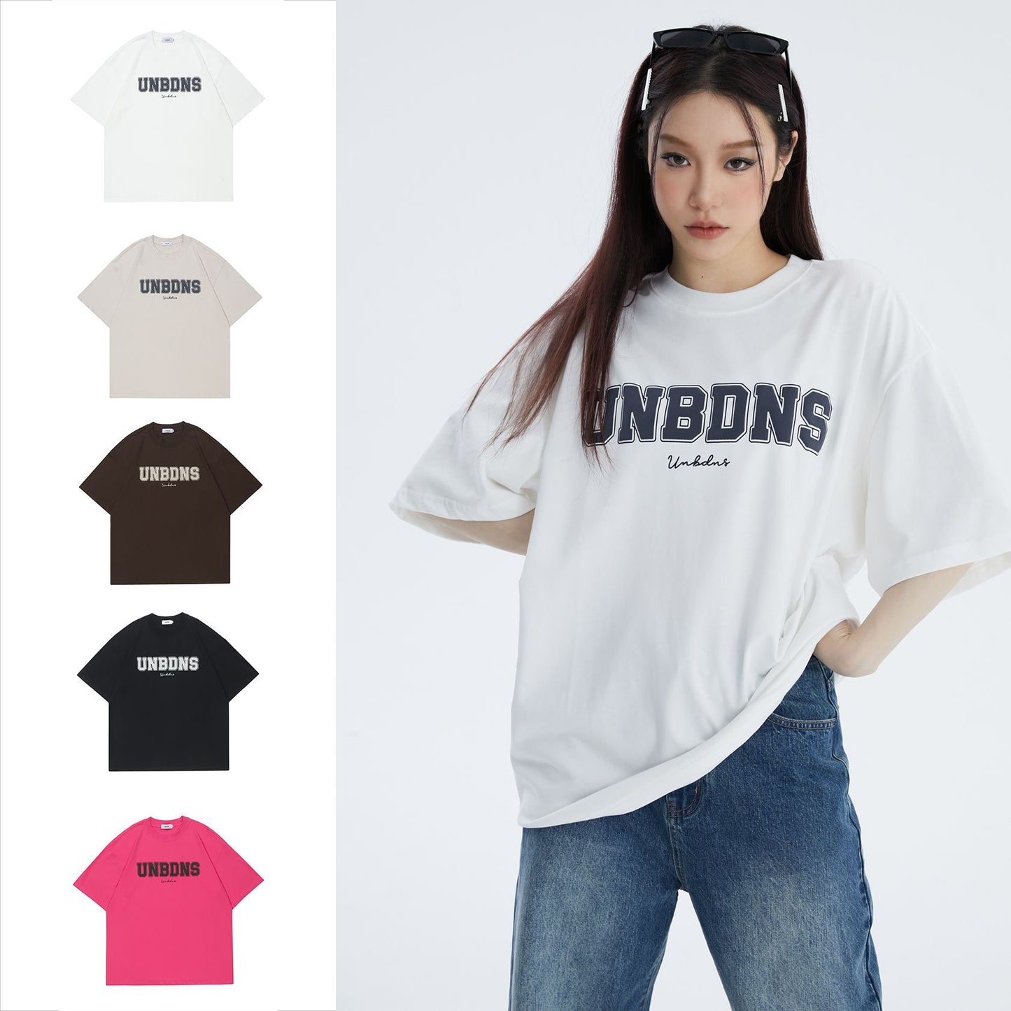 American Retro Street Letters Minority Simple Casual Short Sleeve