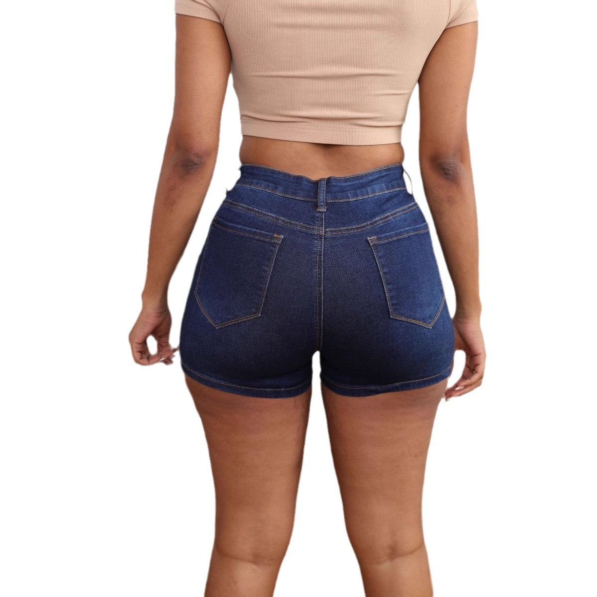 Blue High-waisted Denim Shorts
