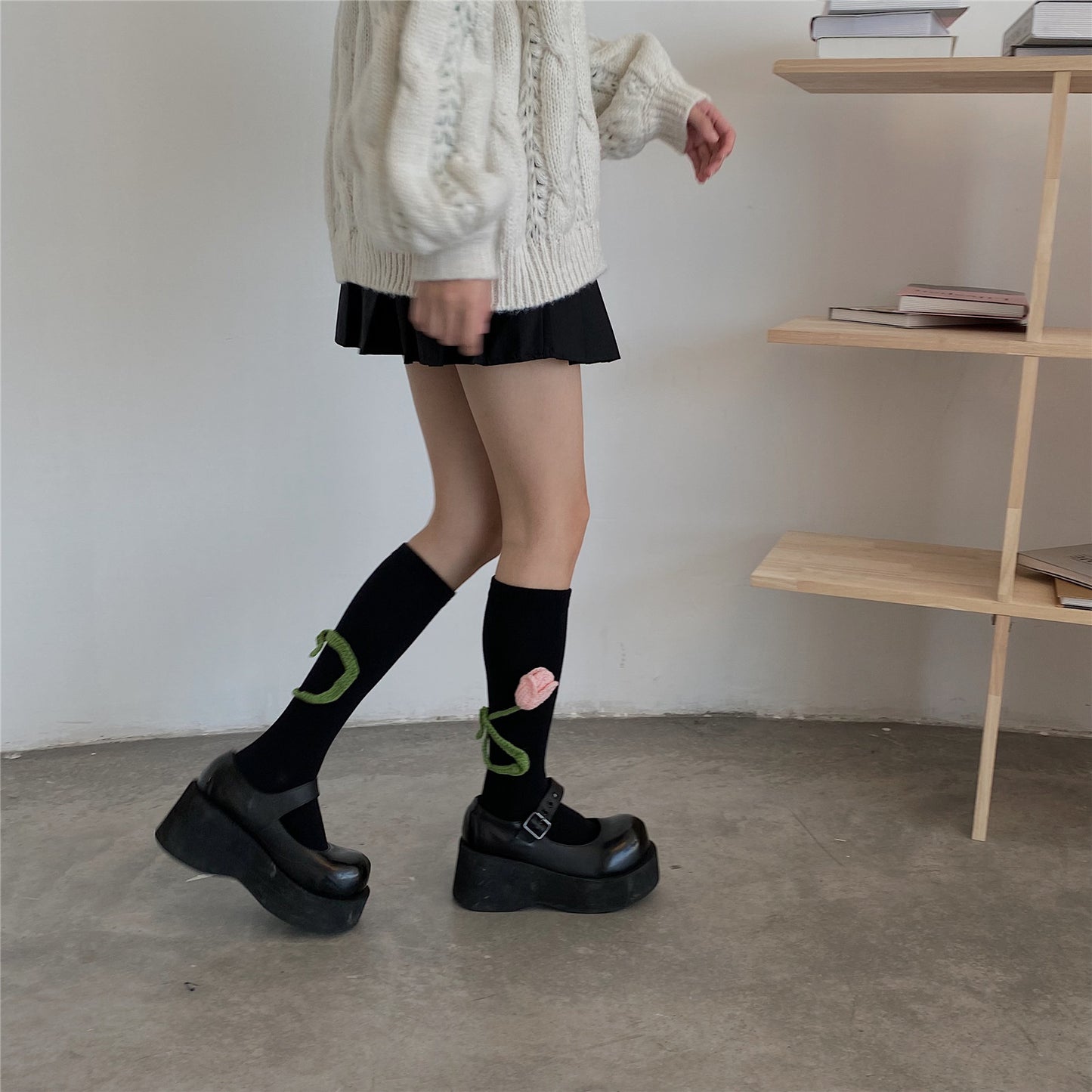 Tulip Hook Flower Long Socks Female Autumn And Winter