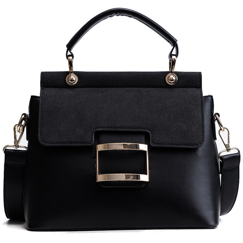Small square bag with wide shoulder strap and cross-body
