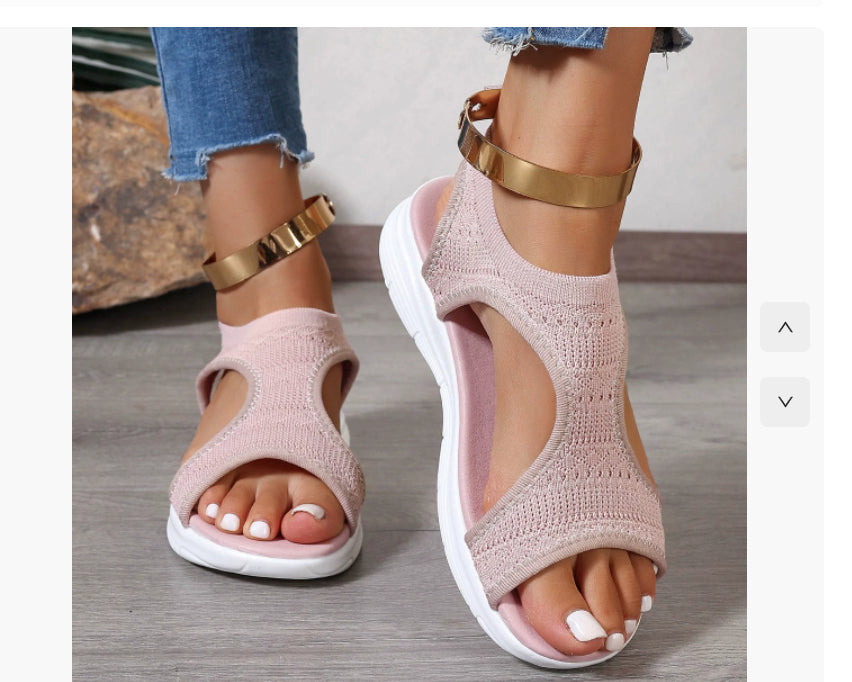 Women's Flyknit Sandals Hollow Peep-toe Roman Shoes