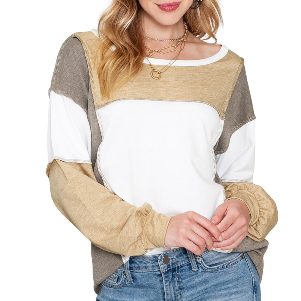 Rundhalset Flerfarvet Pullover Mode Løs Casual Sweater