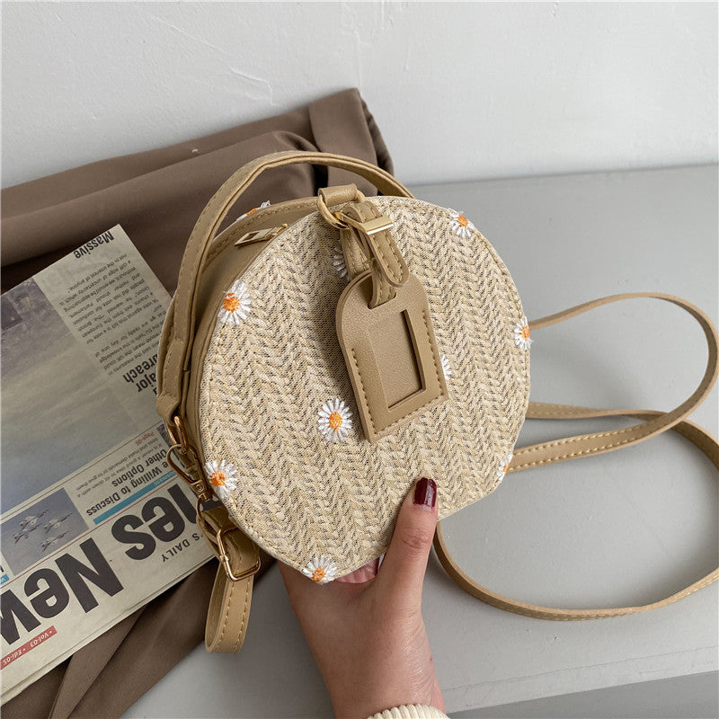 Women's All Match Straw Lace Round Bag Shoulder Messenger