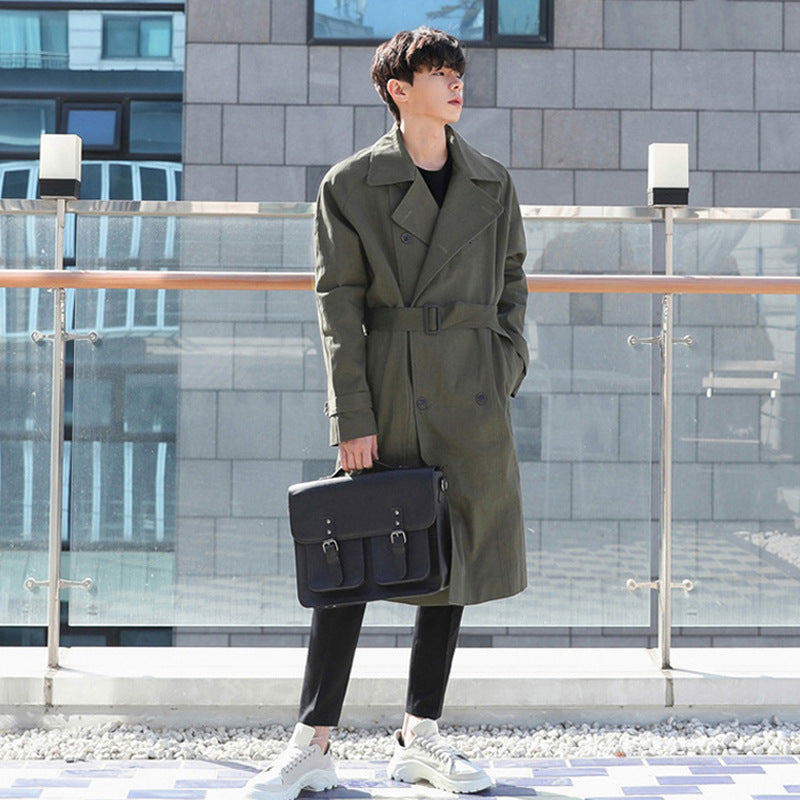 solid color lapel trench coat