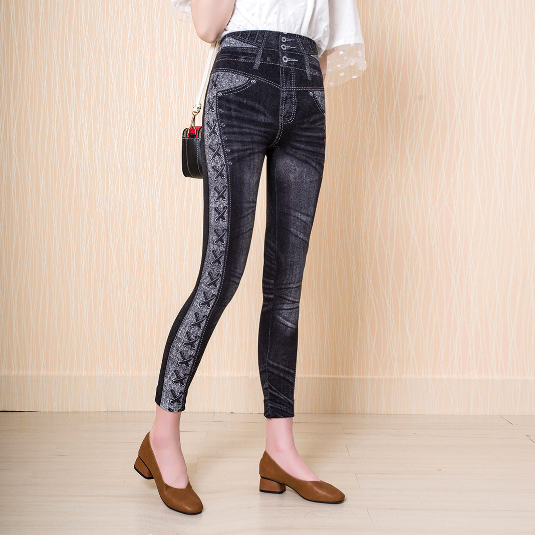Denim leggings til kvinder