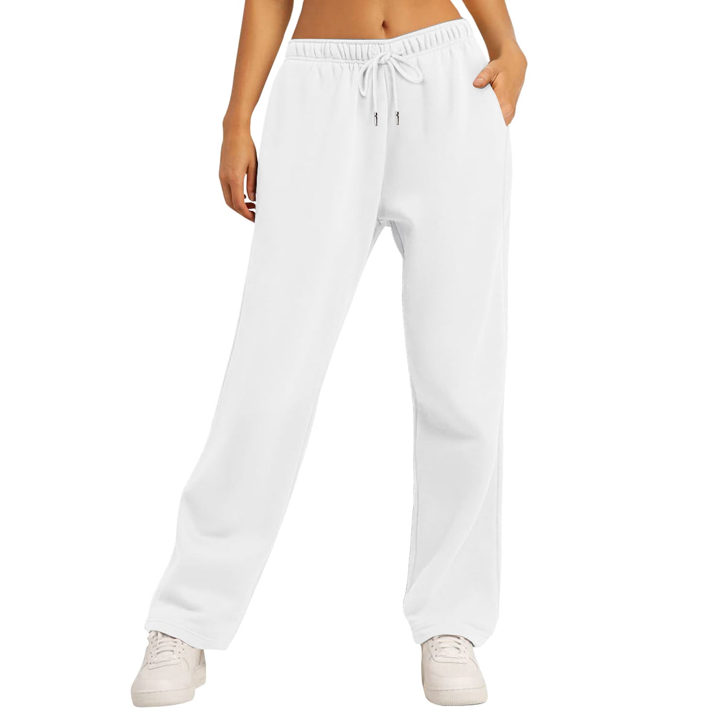 Same Style Solid Color Casual Loose Fleece-lined Trousers