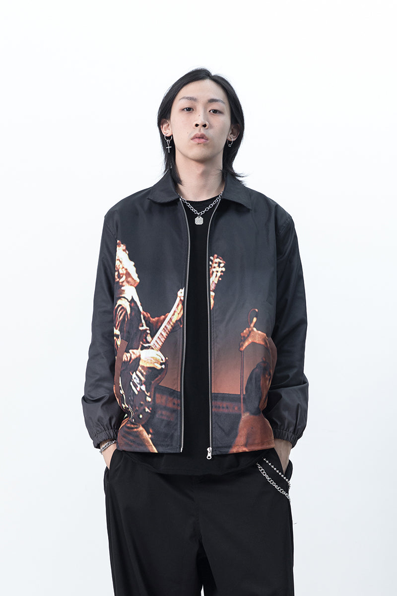 Men and women personality rock band print jacket