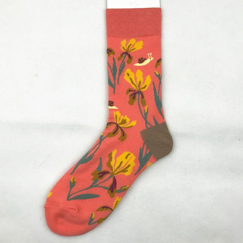 Mid tube ladies cotton cartoon socks jacquard socks