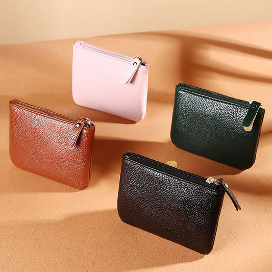 Women's PU Soft Leather Litchi Pattern Shiny Zipper Storage Bag