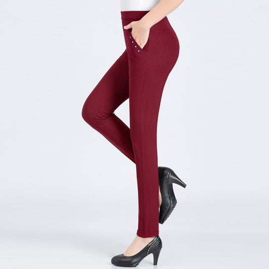 High Waist Pencil Slim Lace Pocket Leggings Pants