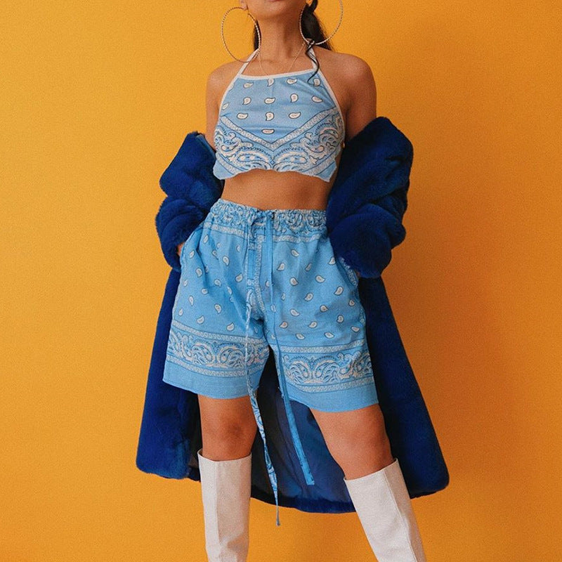 Fashion Trendy Women's Pants Printed Hip-Hop Loose Lace-Up Shorts Women Summer