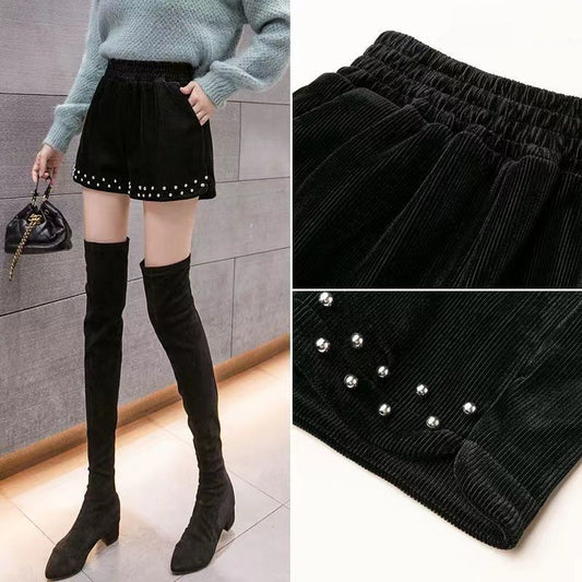 Womens High-Waisted Plus-Size Casual Wide-Leg Pants Loose Shorts