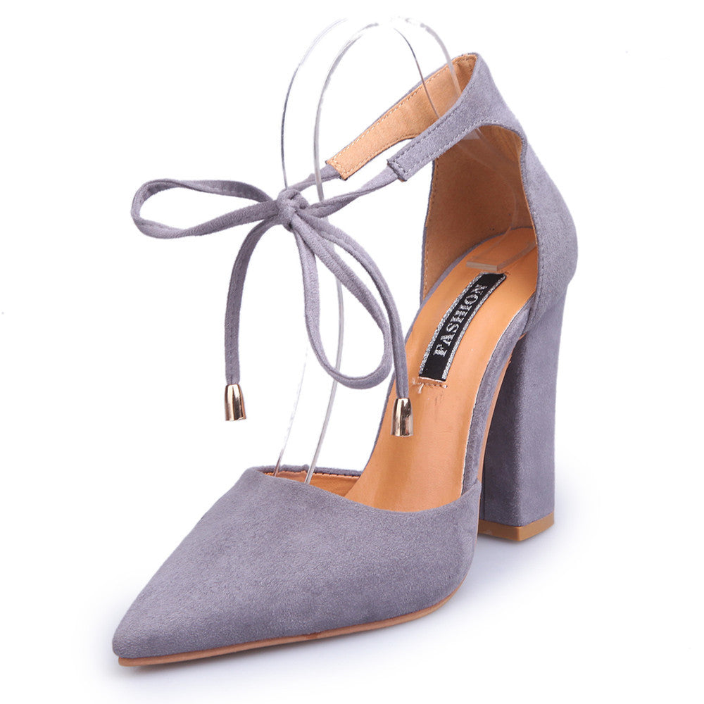 Suede Fashion Thick Heel Pointed Toe Women's Shoes