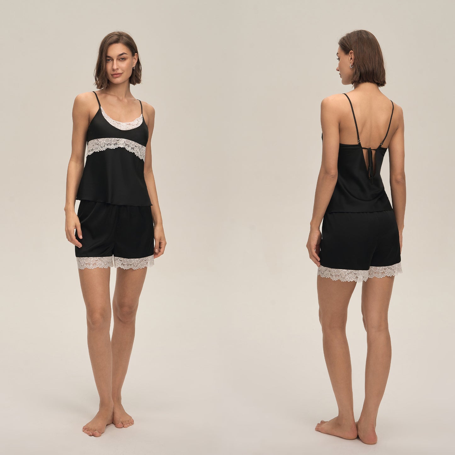 Womens Two-Piece Suspender Shorts Pajama Set Summer Loungewear Set