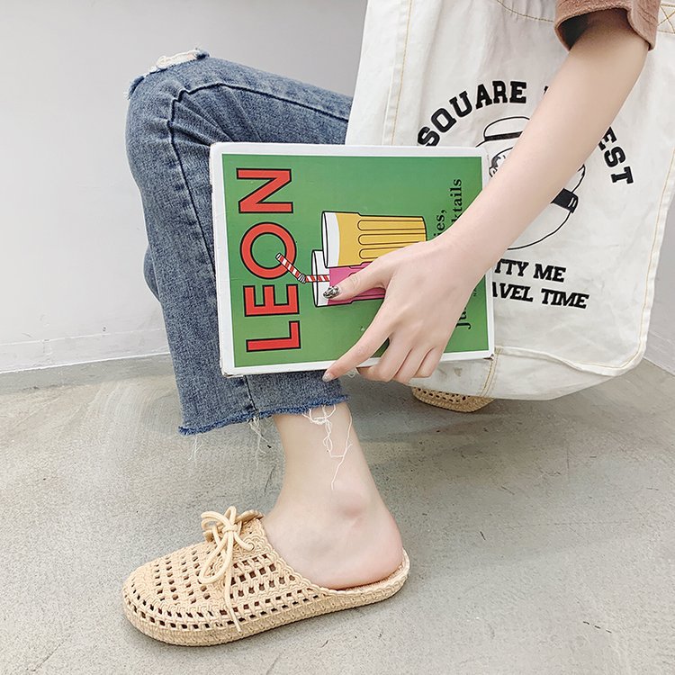Retro seaside vacation Baotou lazy half slippers