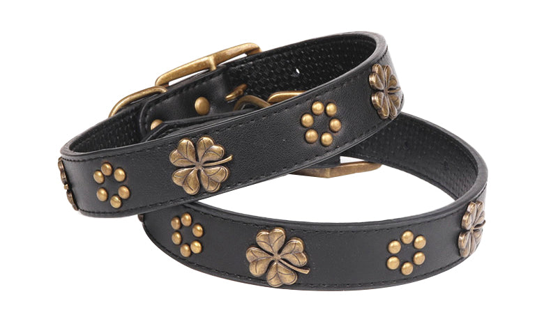 Vintage bronze metal buckle pet collar