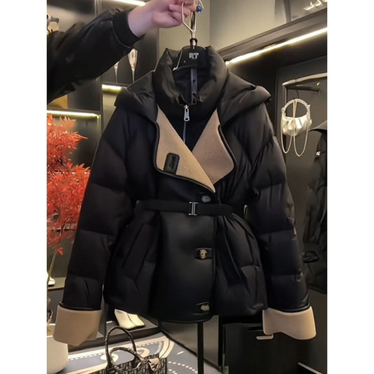 Women's Fashion Black Pure Cotton Coat