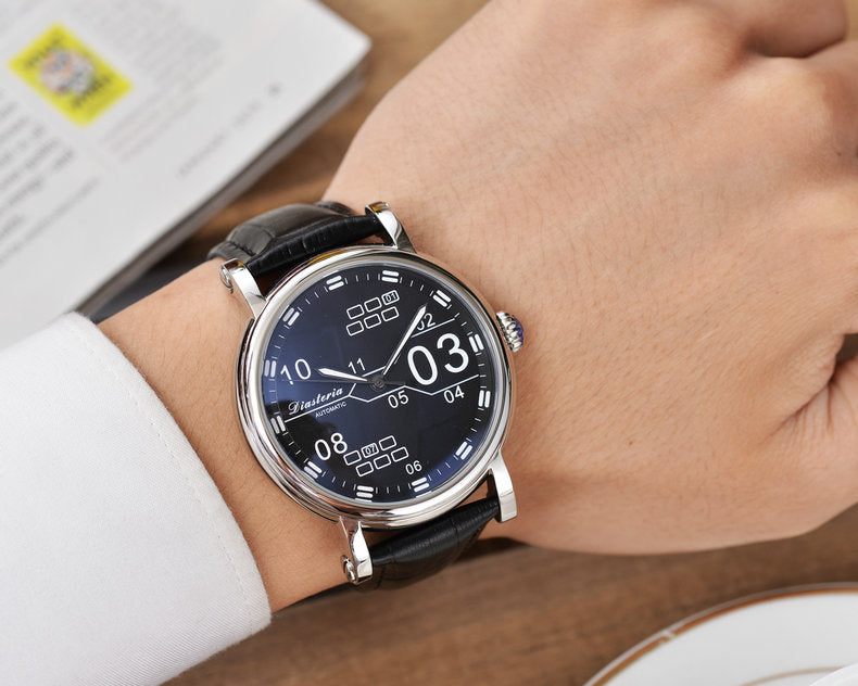 Hollow leather mechanical men's watch
